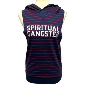 Rare Spiritual Gangster Graphic Stripes Sleveless Hoodie Womens Small